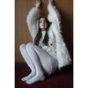 BI COLOR SHAGGY KNIT CARDIGAN-IVORY-