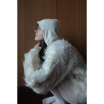 BI COLOR SHAGGY KNIT CARDIGAN-IVORY-