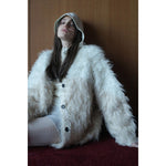 BI COLOR SHAGGY KNIT CARDIGAN-IVORY-
