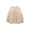 BI COLOR SHAGGY KNIT CARDIGAN-IVORY-