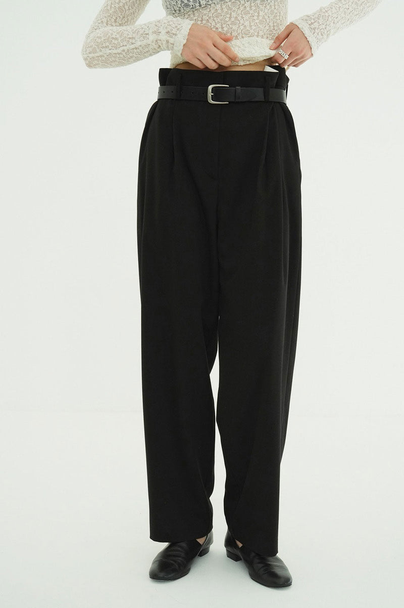 WAIST BELT DAD PANTS ブラック WAIST BELT DAD PANTS-BLACK- – THEMARKET
