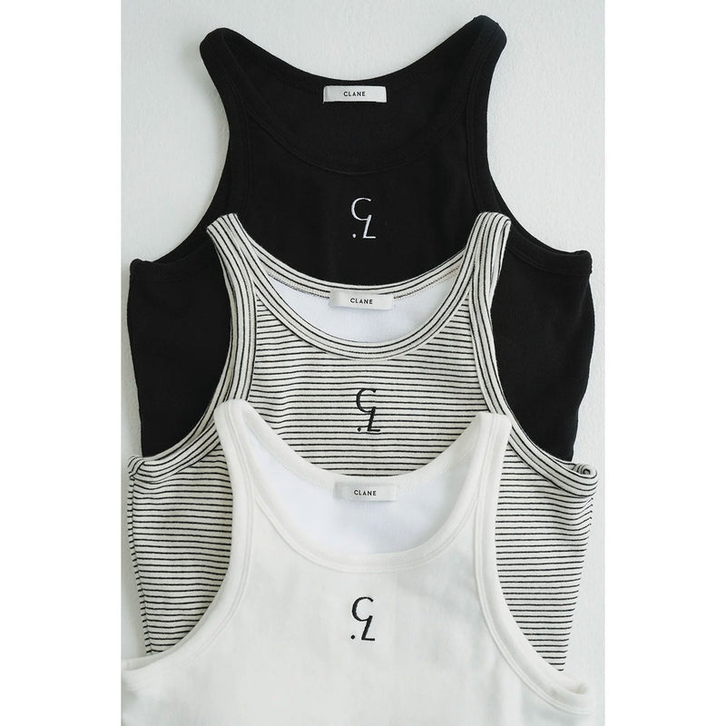 LOGO SLIM TANK TOPS-WHITE-