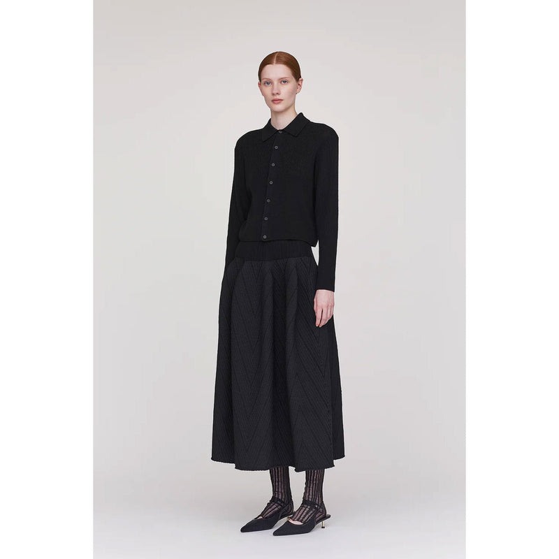 POTTERY HERRINGBONE SKIRT-BLACK