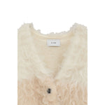 BI COLOR SHAGGY KNIT CARDIGAN-IVORY-