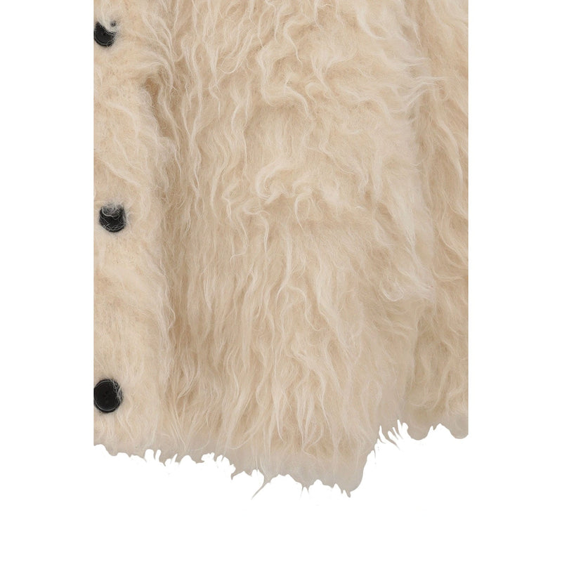 BI COLOR SHAGGY KNIT CARDIGAN-IVORY-