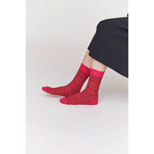 GARTER RIB SOCKS -VIVID PINK MULTI-