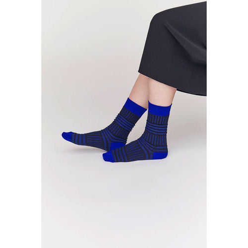 GARTER RIB SOCKS -BLUE MULTI-
