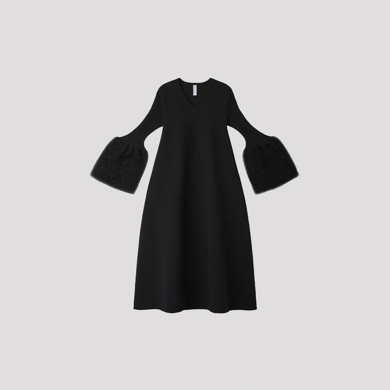 POTTERY REEF LUXE LONG BELL SLEEVE FLARE DRESS