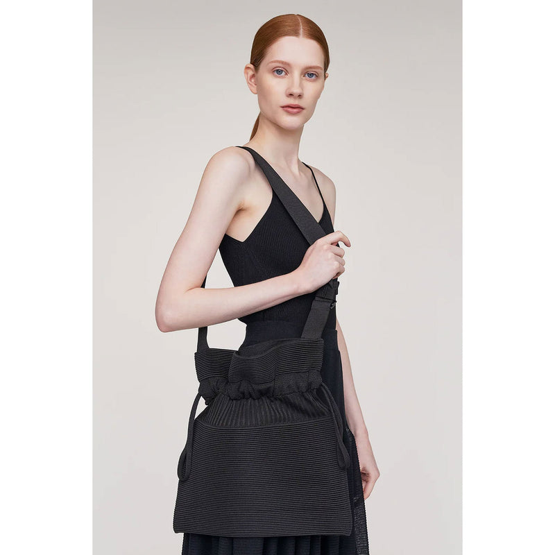 STRATA DRAWSTRING GUSSET BAG-BLACK-