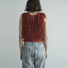 W FACE FRINGE KNIT VEST