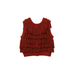 W FACE FRINGE KNIT VEST