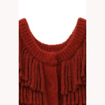 W FACE FRINGE KNIT VEST