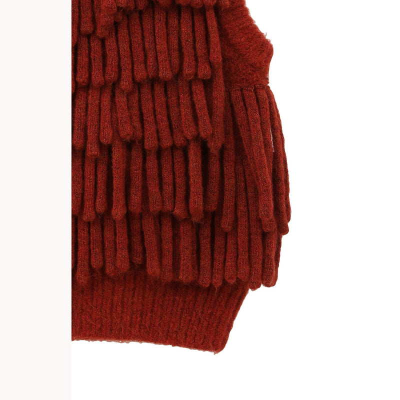 W FACE FRINGE KNIT VEST