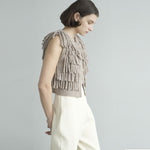 W FACE FRINGE KNIT VEST