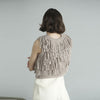 W FACE FRINGE KNIT VEST