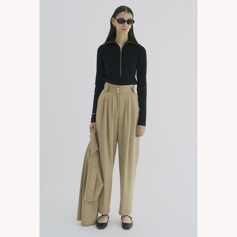 WIDE BELT TUCK PANTS