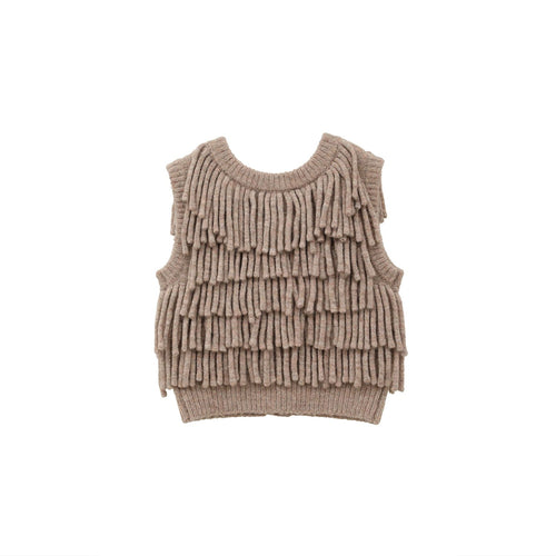 W FACE FRINGE KNIT VEST