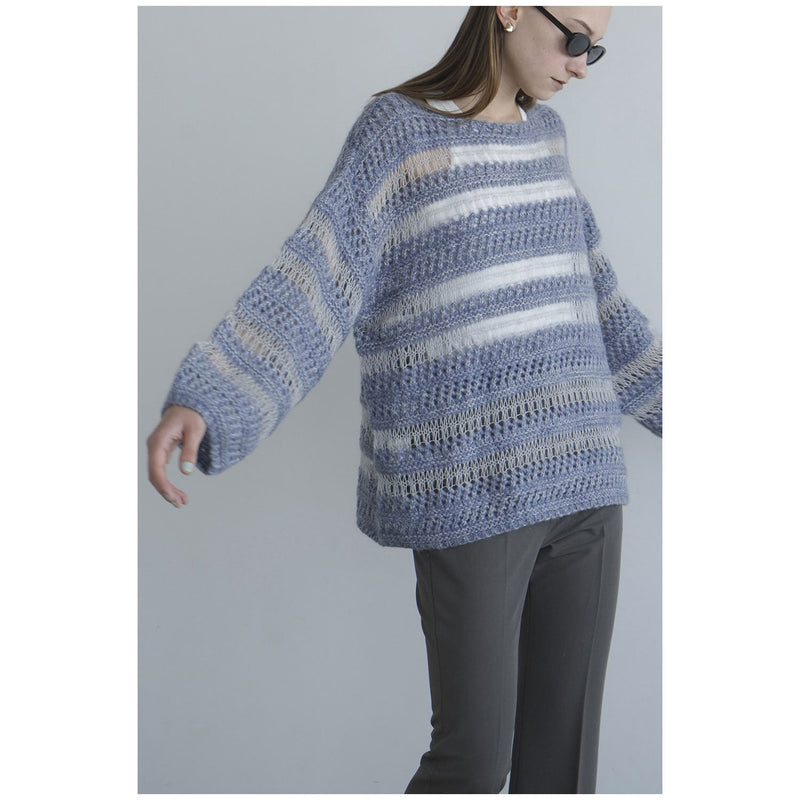 SHEER BORDER MOHAIR KNIT