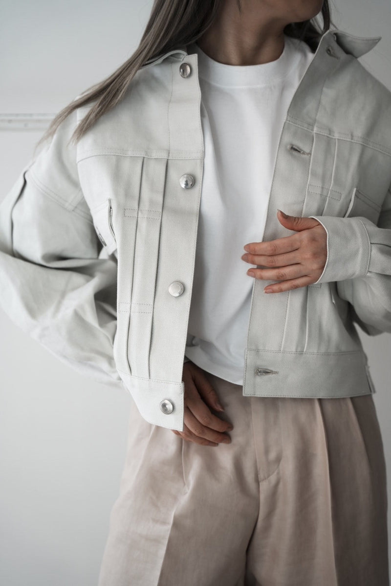 BALLOON SLEEVE WHITE DENIM JACKET/TYPE2