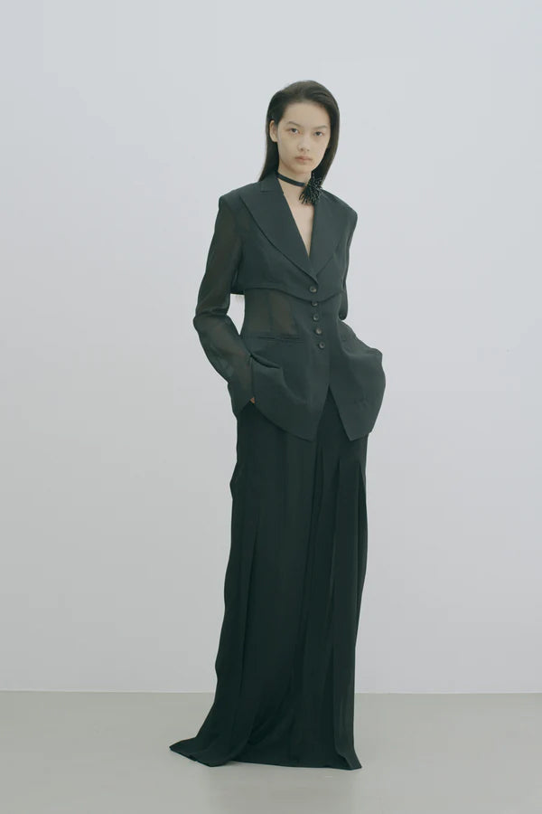 3-WAY SHEER TAILORED JACKET -BLACK- – THEMARKET