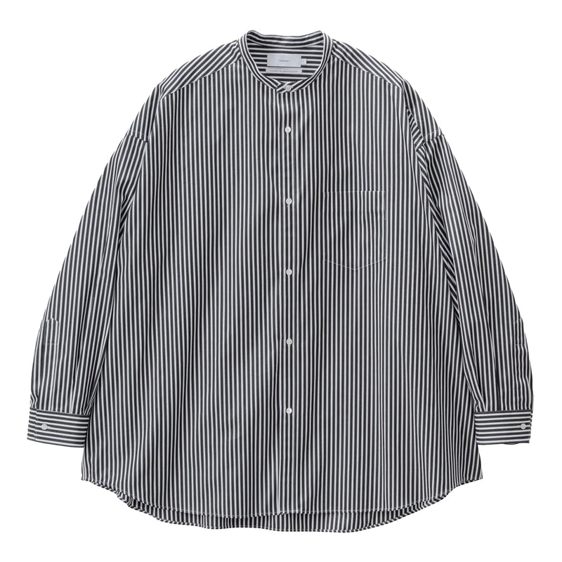 HIGH COUNT BAND COLLAR ROUND CUT OVERSIZED SHIRT