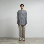 HIGH COUNT BAND COLLAR ROUND CUT OVERSIZED SHIRT