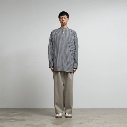 HIGH COUNT BAND COLLAR ROUND CUT OVERSIZED SHIRT