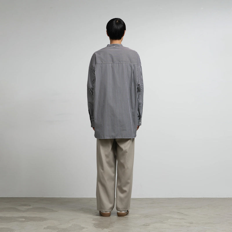 HIGH COUNT BAND COLLAR ROUND CUT OVERSIZED SHIRT