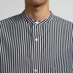 HIGH COUNT BAND COLLAR ROUND CUT OVERSIZED SHIRT