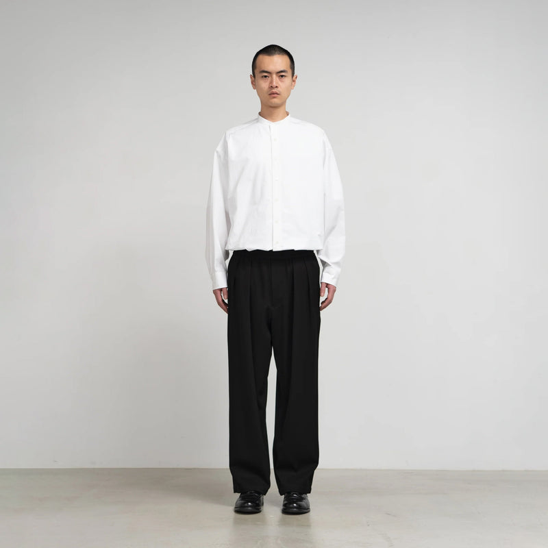 WOOL DOESKIN TWO TUCK WIDE PANTS