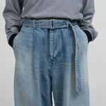 SELVAGE DENIM BELTED PANTS