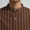 SIDOGRAS STRIPE L/S OVERSIZED BAND COLLAR SHIRT