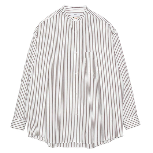 SIDOGRAS STRIPE L/S OVERSIZED BAND COLLAR SHIRT