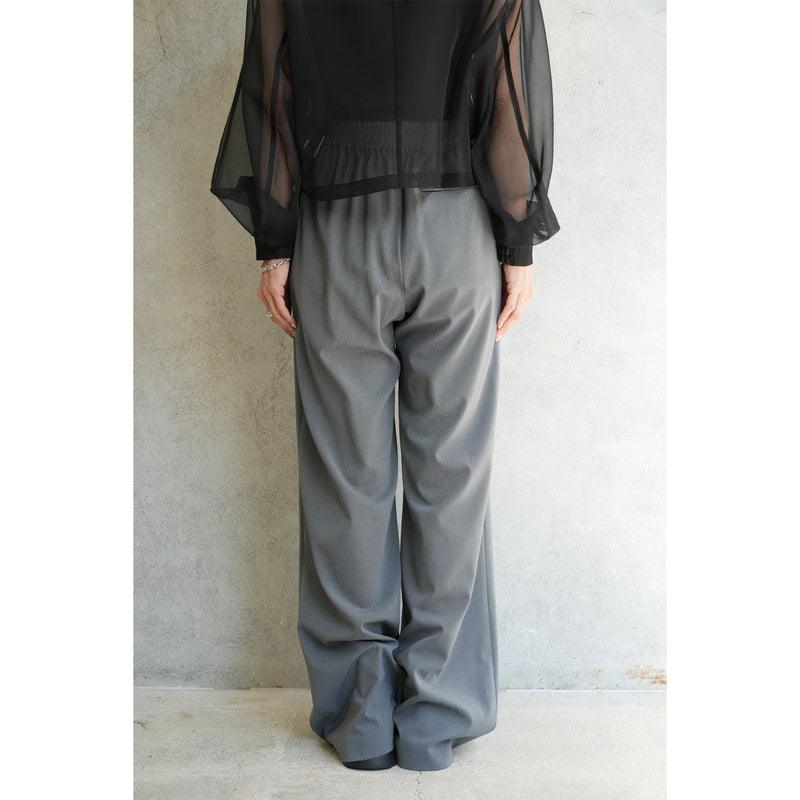 STRETCH WIDE-LEG PANTS-GREEN-