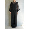 STRETCH WIDE-LEG PANTS-GREEN-