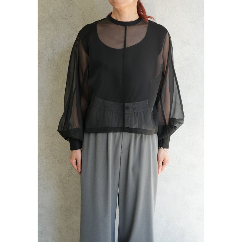 SHEER BLOUSE-BLACK-