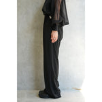 STRETCH WIDE-LEG PANTS-GREEN-
