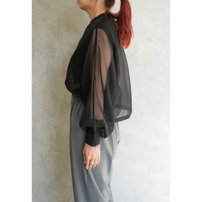 SHEER BLOUSE-BLACK-