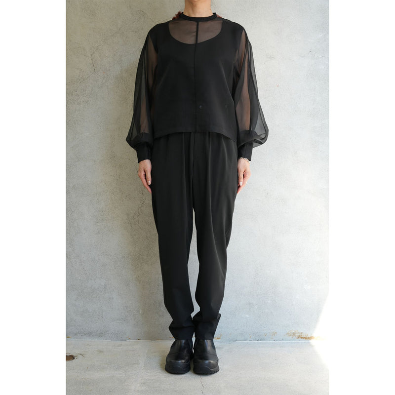 STRETCH TAPERED PANTS-CHACOAL-