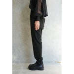 STRETCH TAPERED PANTS-CHACOAL-