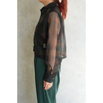 SHEER PLAID SHIRT-GREEN-