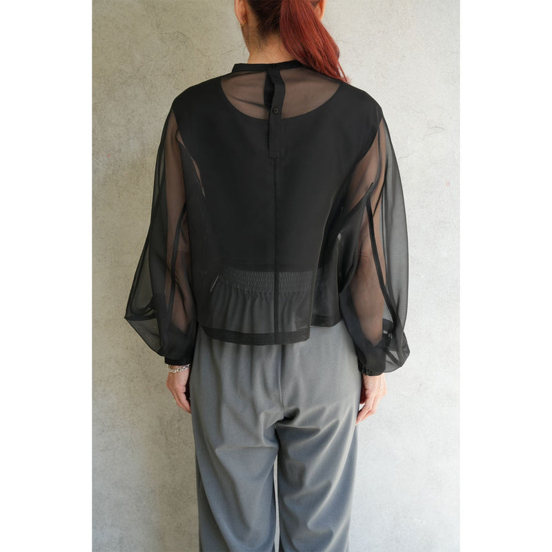SHEER BLOUSE-BLACK-
