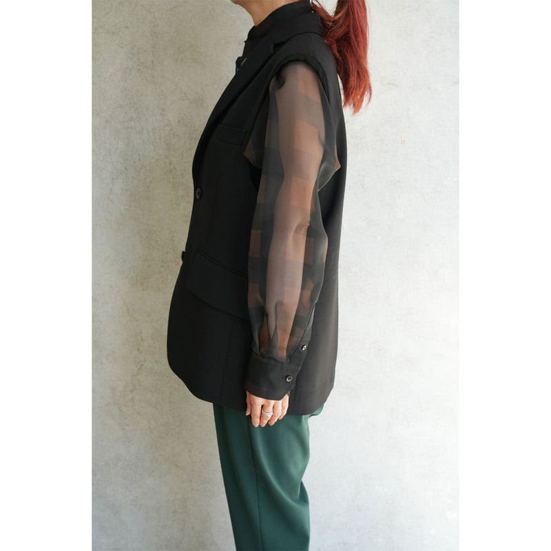 DOESKIN SLEEVELESS BLAZER-BLACK-