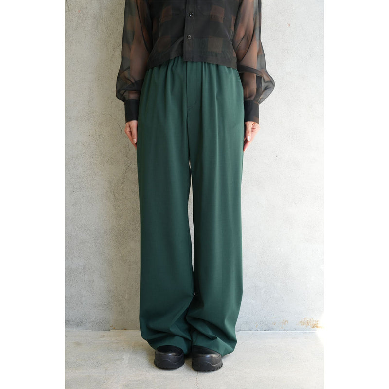STRETCH WIDE-LEG PANTS-CHACOAL-