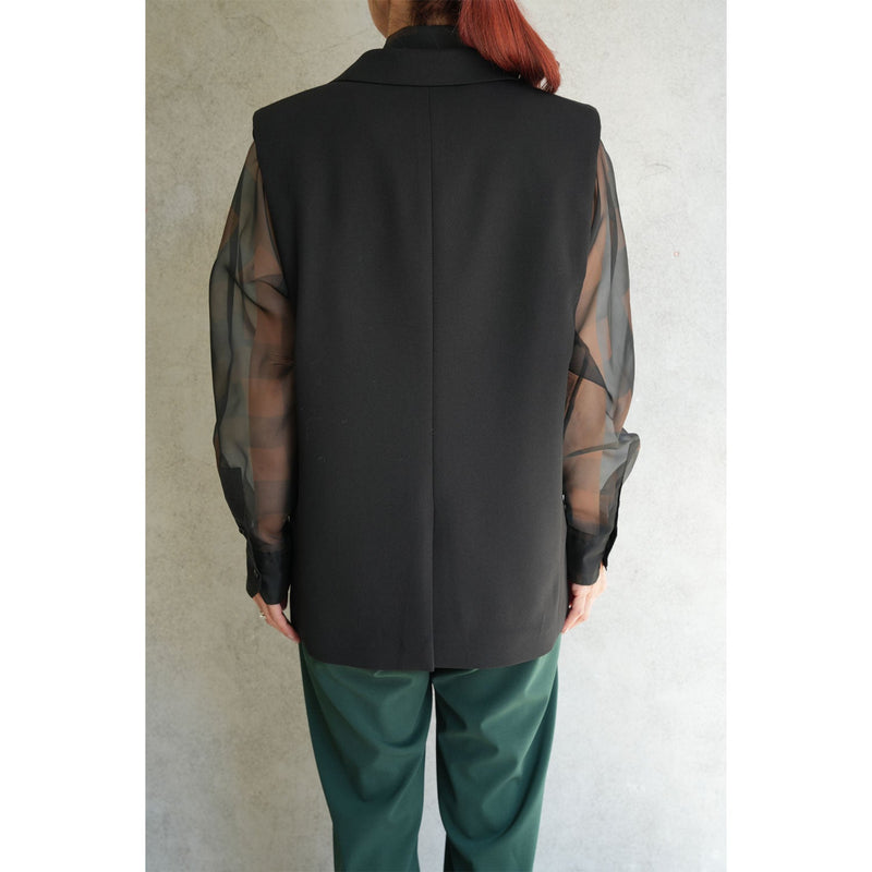DOESKIN SLEEVELESS BLAZER-BLACK-