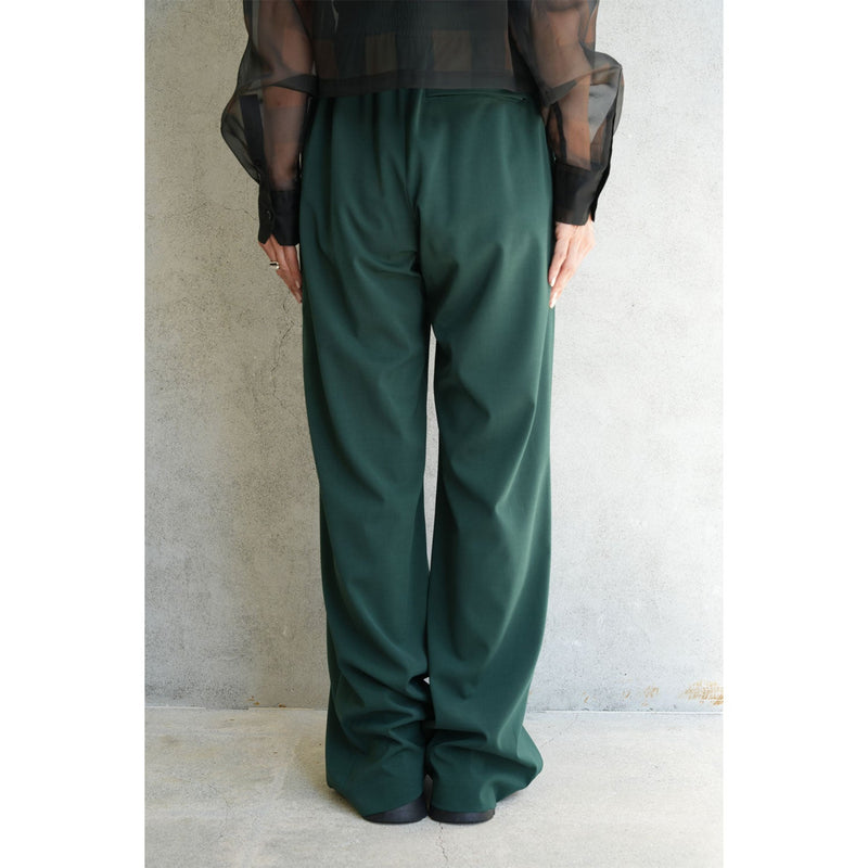 STRETCH WIDE-LEG PANTS-GREEN-