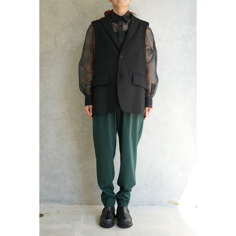 DOESKIN SLEEVELESS BLAZER-BLACK-