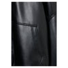 Leather Zip Up Hoodie-BLACK-