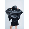 Leather Zip Up Hoodie-BLACK-