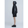 Leather Zip Up Hoodie-BLACK-